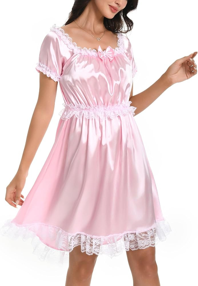 Satini Sissy Satin Lacy Maid Nightdress | Amazon (US)