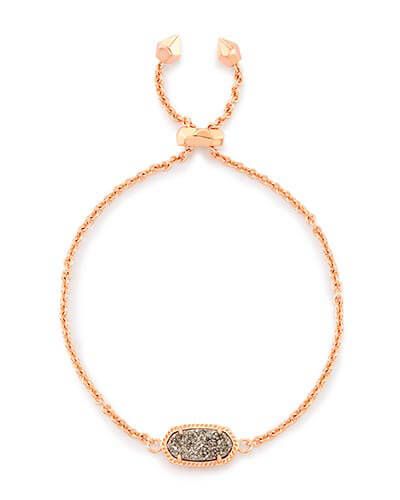 Elaina Rose Gold Adjustable Chain Bracelet in Platinum Drusy | Kendra Scott