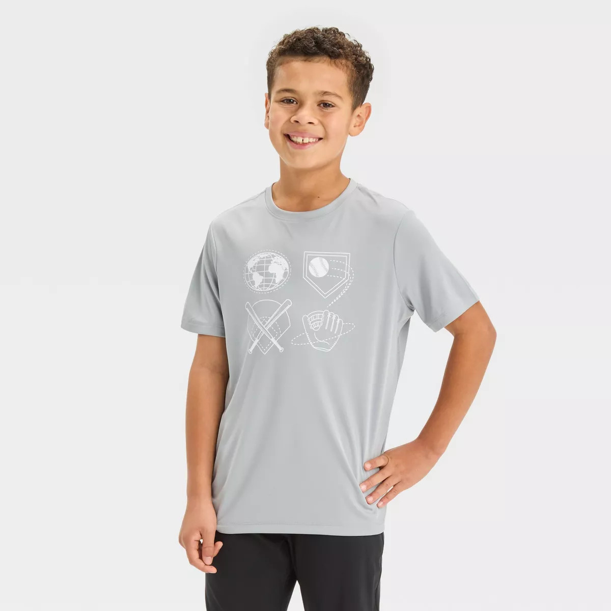 Boys' Short Sleeve Basketball Graphic T-Shirt - All In Motion™ Gray | Target