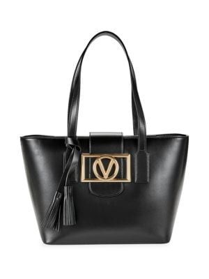 Valentino by Mario Valentino Delphine Logo Leather Tote on SALE | Saks OFF 5TH | Saks Fifth Avenue OFF 5TH