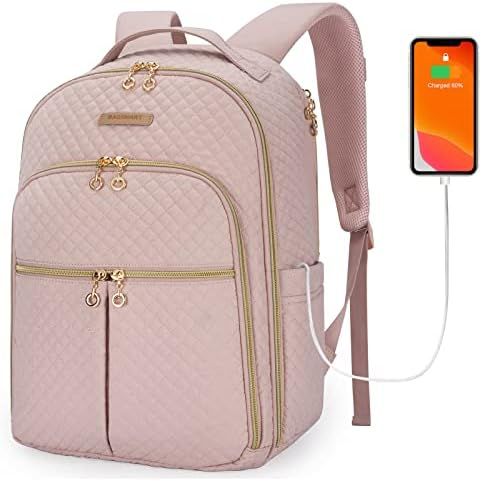 Laptop Backpack Women, BAGSMART Lightweight Travel Backpack for Women, 15.6" Multi-compartment Black | Amazon (US)