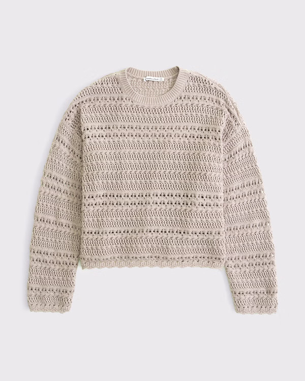 Textural Open-Stitch Crew Sweater | Abercrombie & Fitch (US)