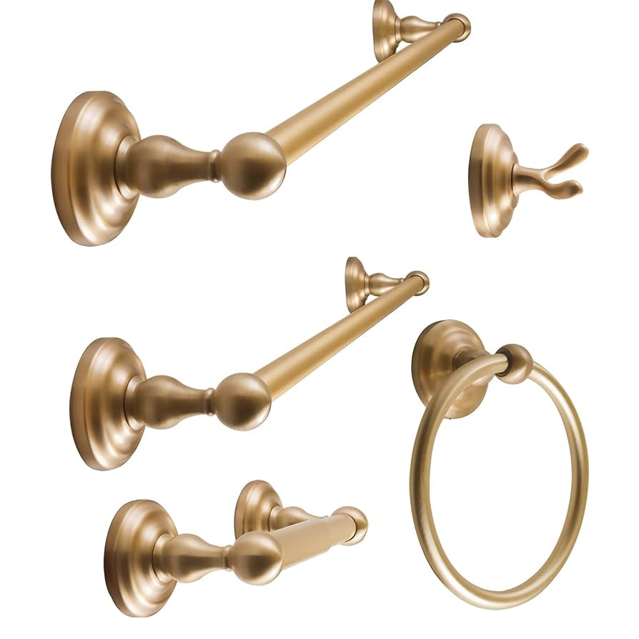 SENTO ROBIKI Gold Bathroom Accessories Set, Bath Hardware, Includes Robe Hook, Toilet Paper Holde... | Amazon (US)