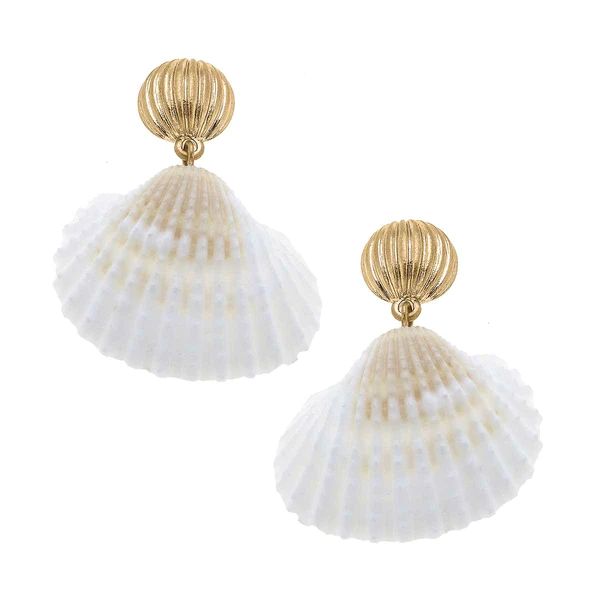 Mia Cockle Shell Drop Earrings in Ivory | CANVAS