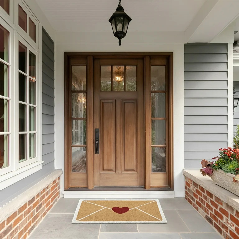 My Texas House Natural/Red Heart Envelope Outdoor Coir Doormat, 30" x 48" | Walmart (US)