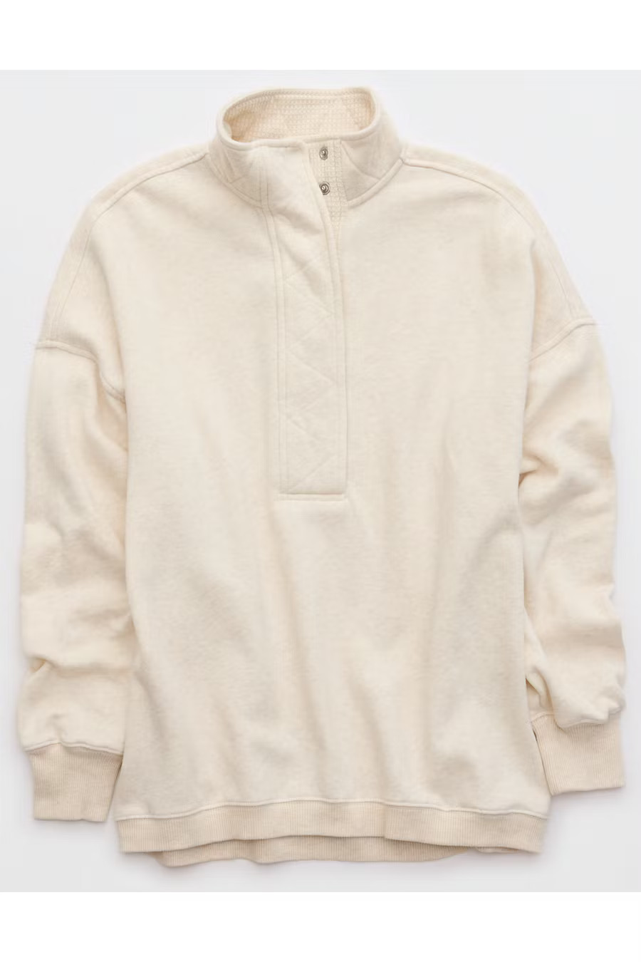 Aerie Getaway Quarter Snap Sweatshirt Women's Heather Frost XXS | American Eagle Outfitters (US & CA)