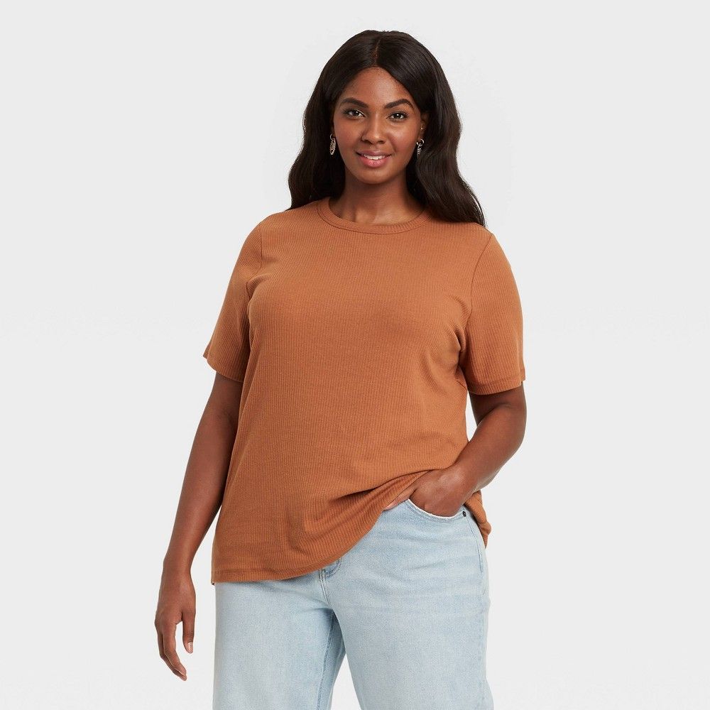 Women's Plus Size Ribbed T-Shirt - Ava & Viv™ | Target