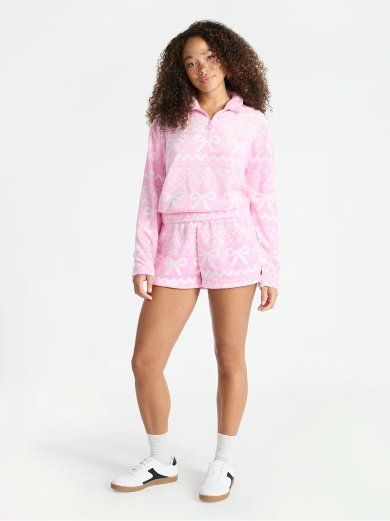 No Boundaries Pull-On Printed Plush Shorts, 2'' Inseam, Women's | Walmart (US)