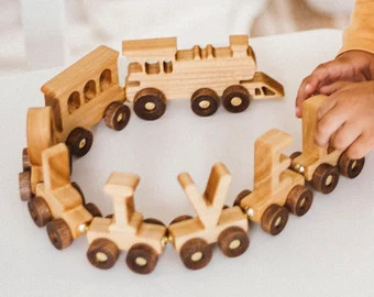 Personalized Train Name With Magnets, Christmas Gift, Toddler Wooden Toy, 1st Birthday Boy, Baby ... | Etsy (US)