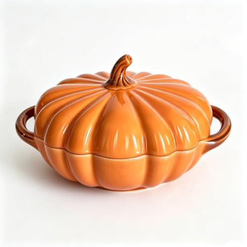 Pumpkin Casserole Dish with Lid, Orange, Oven Safe,8.3" x 2.4" | Amazon (US)