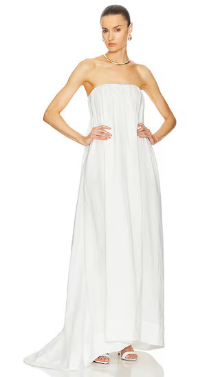 Helsa Crinkle Pleated Gown in White. - size S | Revolve Clothing (Global)