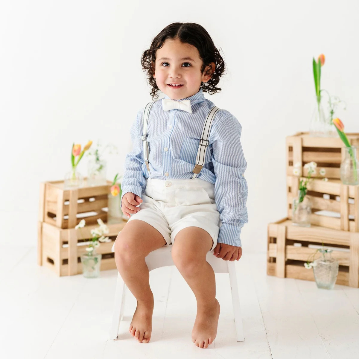 Bamboo Linen Suspender Shorts | Bums & Roses