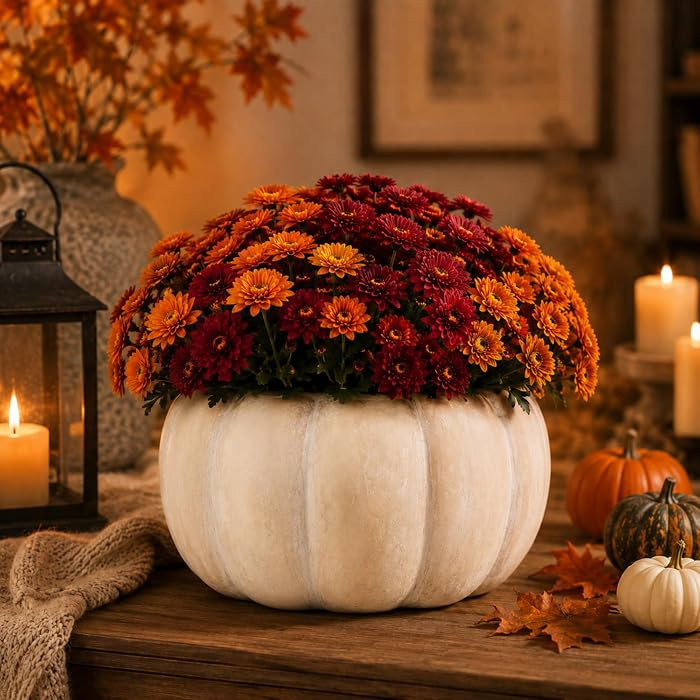 Vesici Terracotta Pumpkin Planter Pot, Fall Decor Pumpkin Vase | Amazon (US)