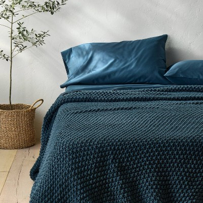 Full/Queen Chunky Knit Blanket Dark Blue - Casaluna™ | Target