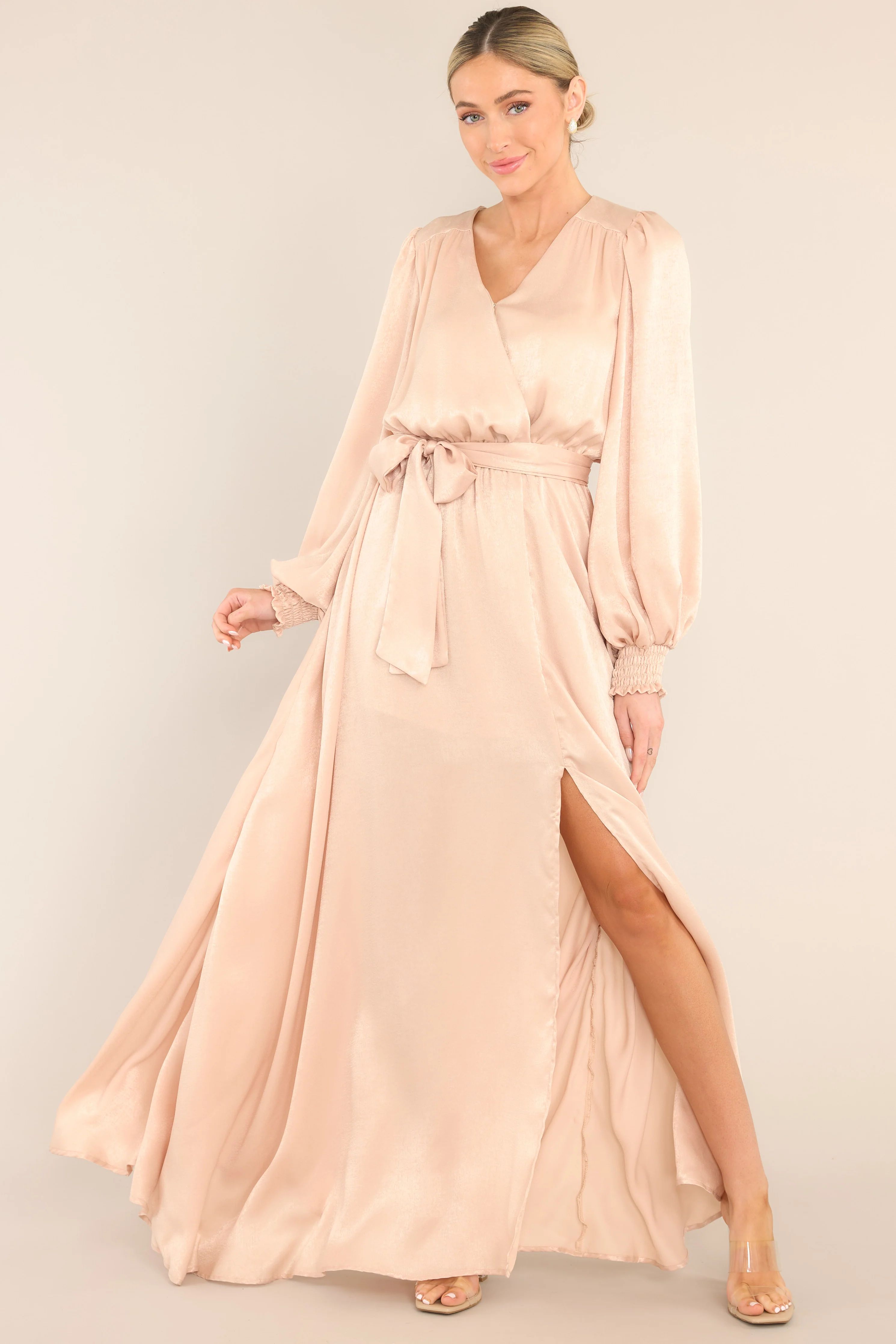 Settle The Score Champagne Maxi Dress | Red Dress