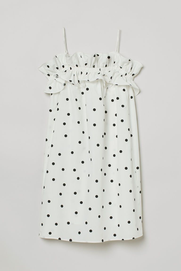 H & M - Flounce-trimmed Dress - White | H&M (US + CA)