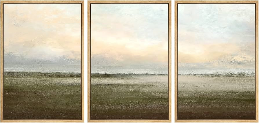 SIGNWIN Framed Canvas Print Wall Art Set Pastel Sunset Country Farmland Landscape Nature Abstract... | Amazon (US)