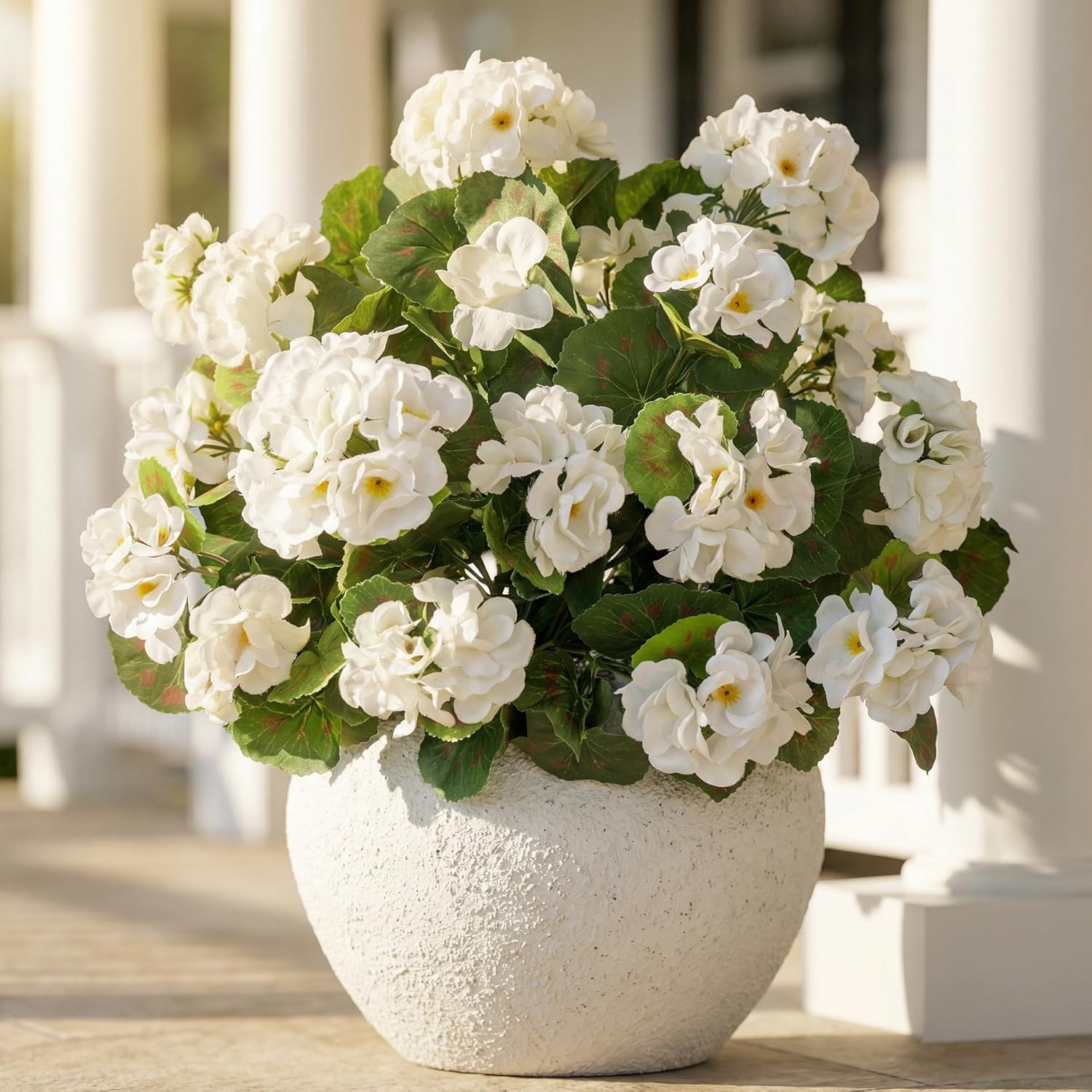 4pcs Fake Flower Artificial Geranium,Artificial Flowers for Outdoors, White Geraniums Artificial ... | Amazon (US)
