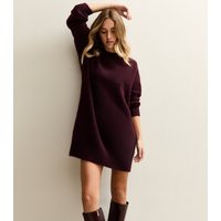 Women's Dark Burgundy Knit Jumper Mini Dress New Look | New Look (UK)