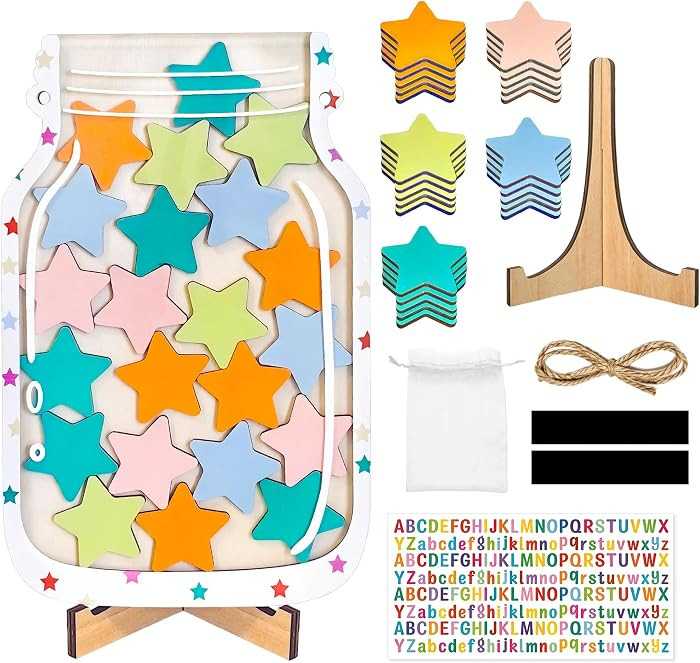 Personalized Star Reward Jar for Kids - Magnetic Star Reward Jar for Classroom Reward System, Home Chore and Responsibility Chart, Mason Jar with Stars, Kids Motivational Tool Classroom Must Haves | Amazon (US)