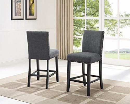 Biony Gray Fabric Counter Height Stools with Nailhead Trim, Set of 2 | Amazon (US)