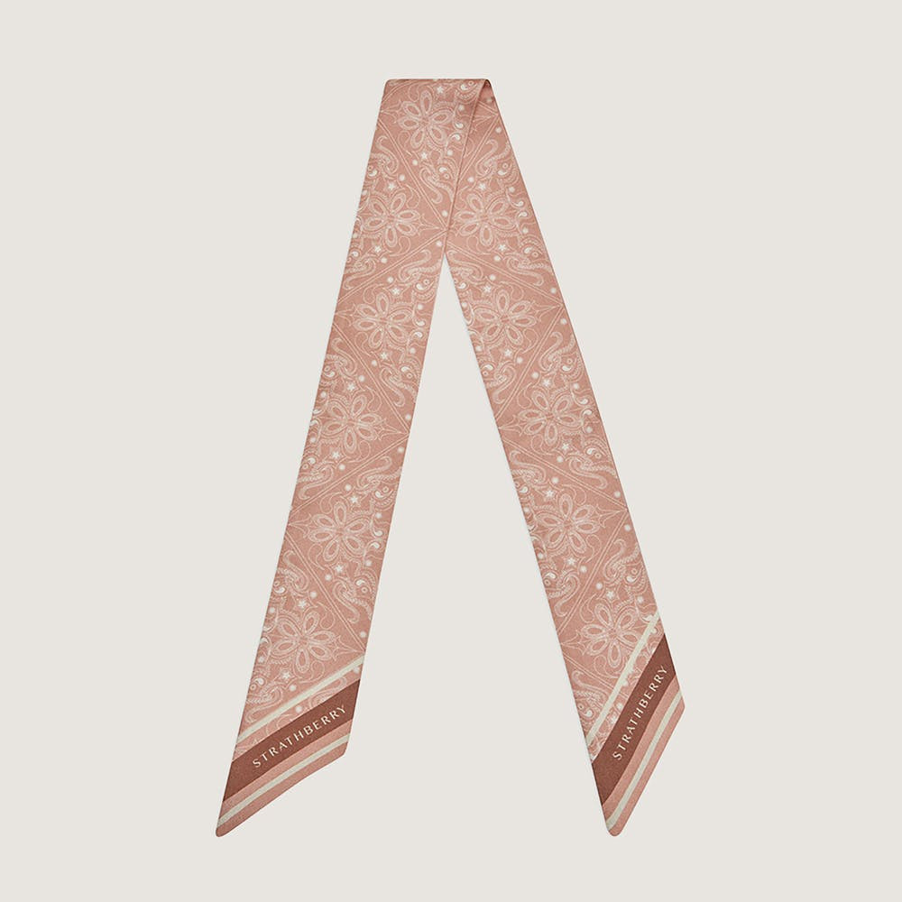 Strathberry - Silk Skinny Scarf - Pink | Strathberry