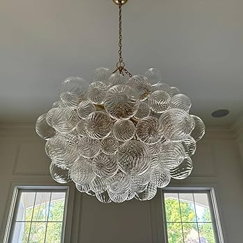 Longree Nordic Bubble Ball Swirled Glass Chandelier, Dia 36 inch Gild Gold and Clear Blown Glass ... | Amazon (US)
