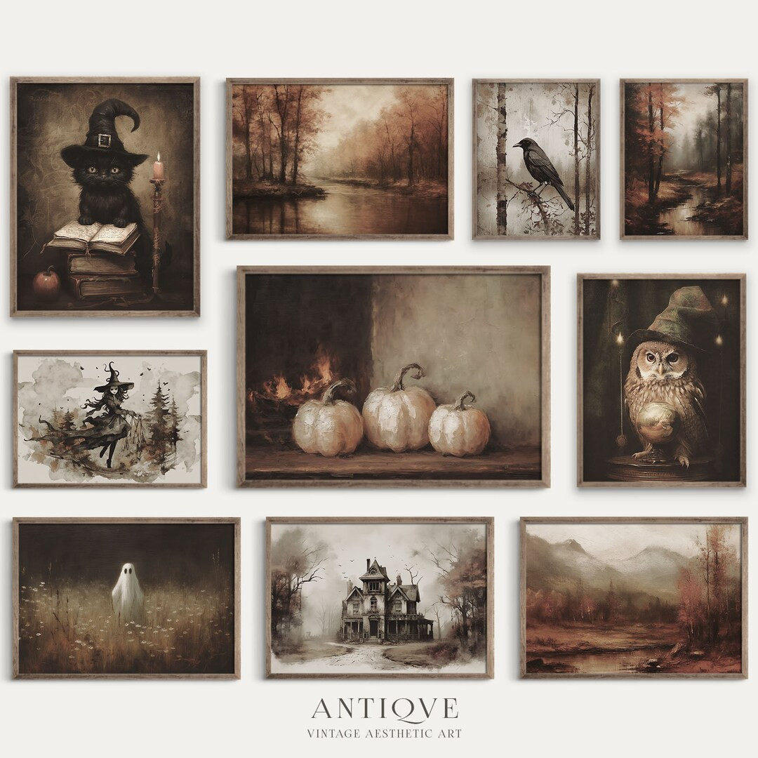 Fall Halloween Print Set | Moody Autumn Gallery Wall | 10 Autumnal Prints | Rustic Decor | Printa... | Etsy (US)