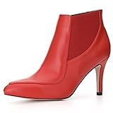Allegra K Women's Pointed Toe Stiletto High Heel Chelsea Orange Red Booties - 9.5 M US | Amazon (US)