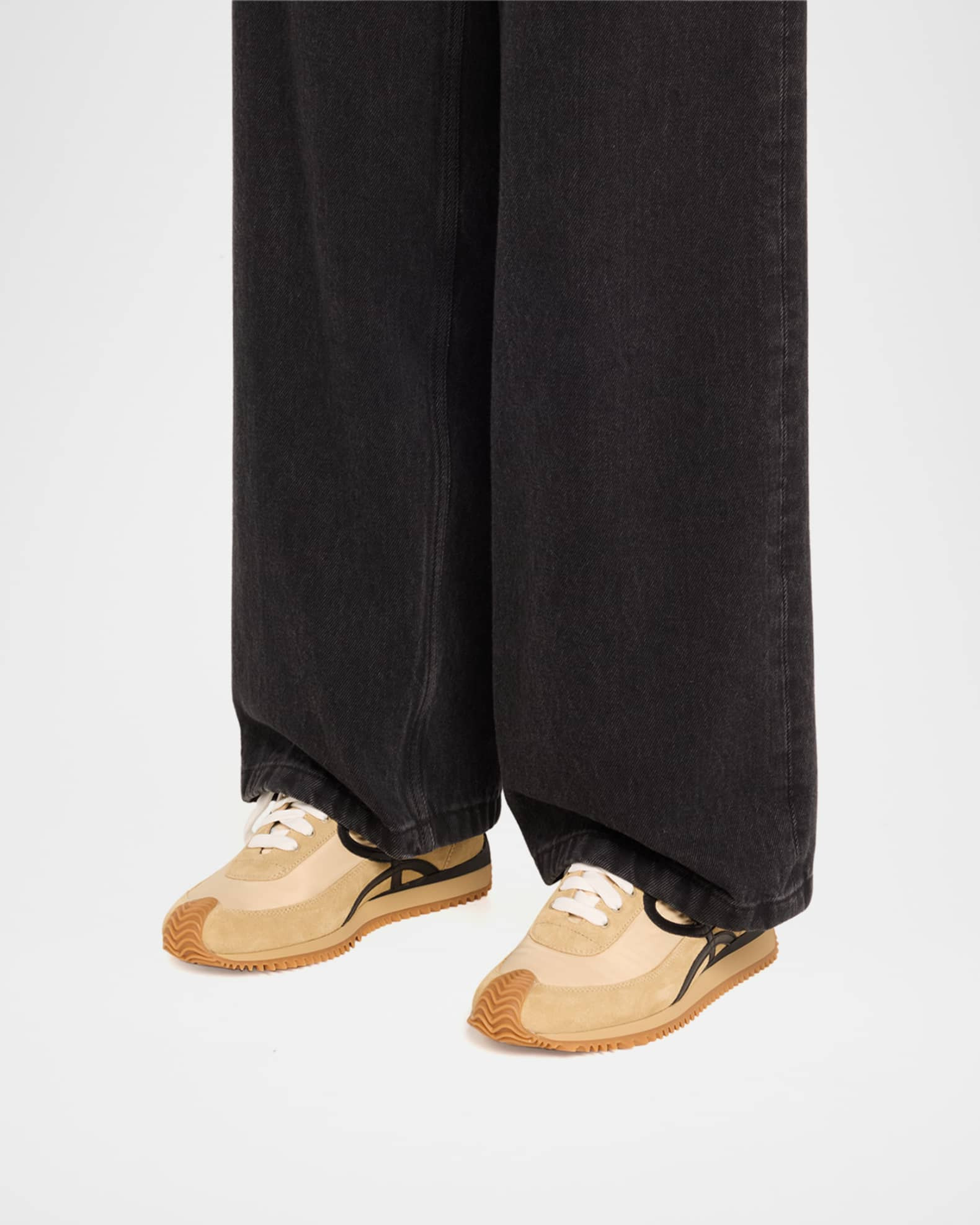 Loewe Flow Mixed Leather Runner Sneakers | Neiman Marcus