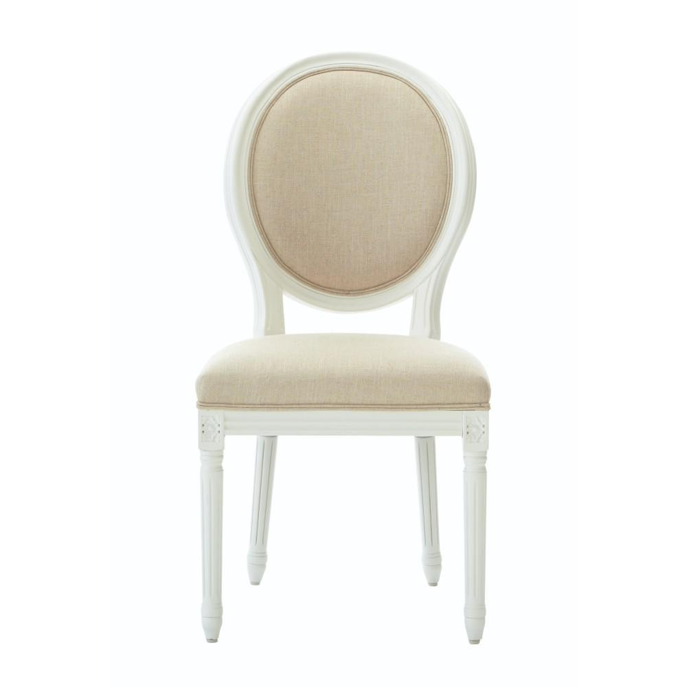 Home Decorators Collection Jacques Antique Ivory Natural Linen Round Back Dining Chair (Set of 2)... | The Home Depot