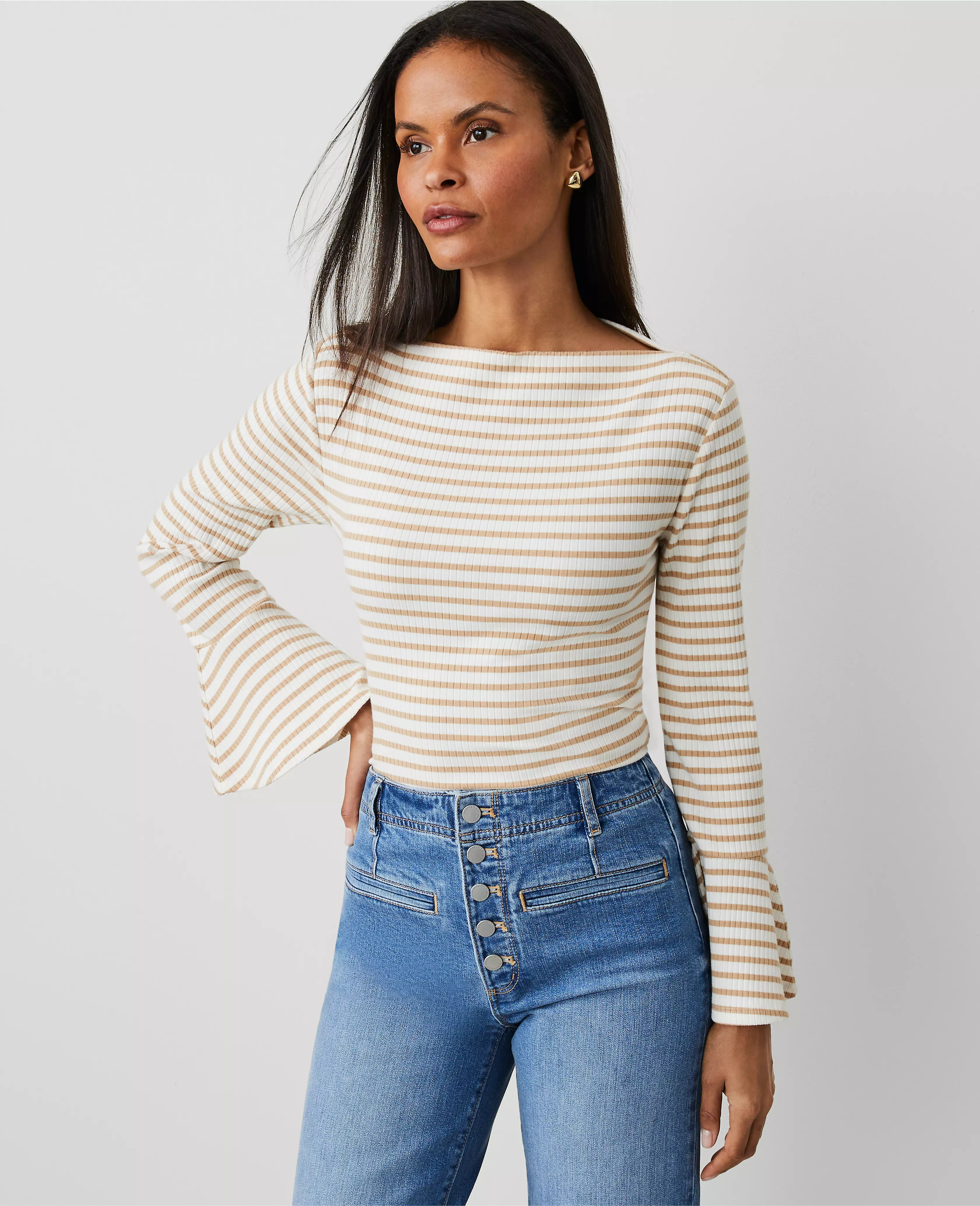 Striped Bell Sleeve Top | Ann Taylor