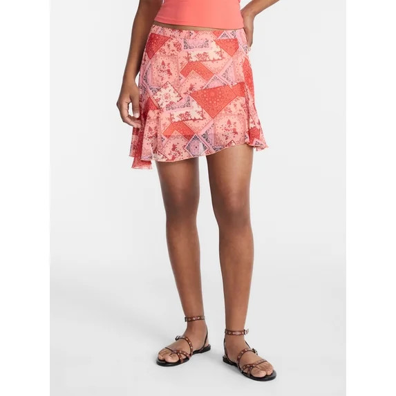 No Boundaries Asymmetrical Flouncy Mini Skirt, Women's XXS-XXL | Walmart (US)