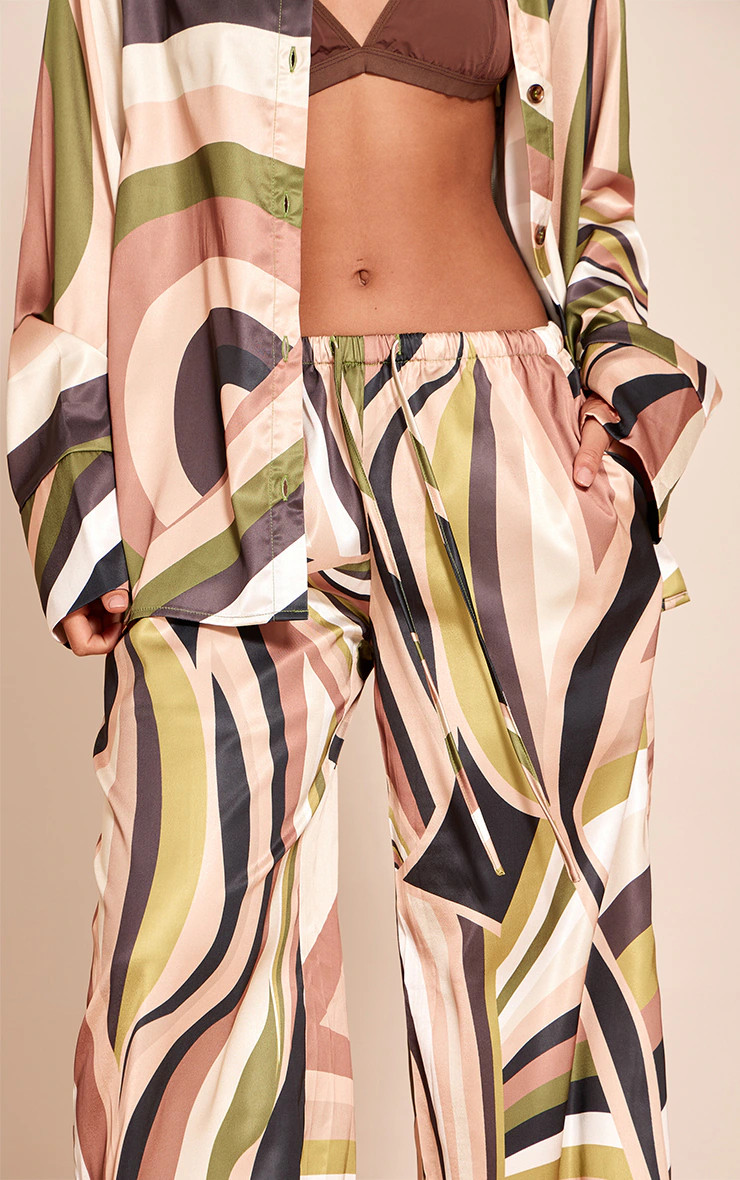 Green Abstract Drawstring Extreme Trouser | Co-ords | PrettyLittleThing UK