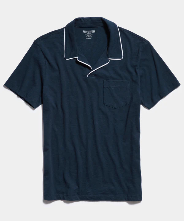 Made in L.A. Tipped Montauk Polo in Navy | Todd Snyder