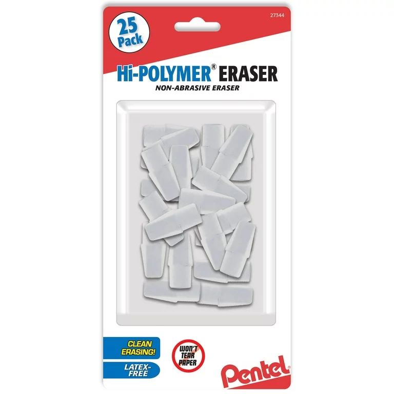 Pentel Hi-Polymer Eraser Caps, White, 25 Pack | Walmart (US)