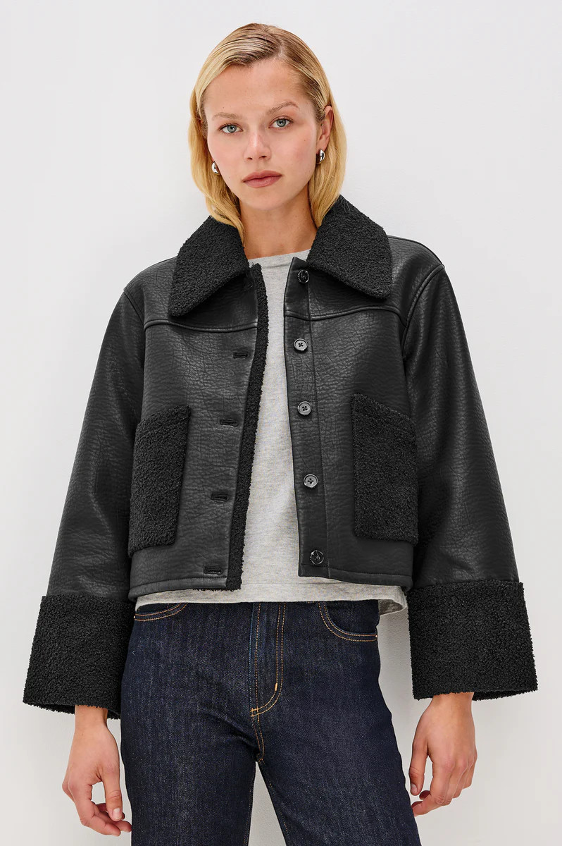 DRIA JACKET - BLACK SHEARLING | Rails