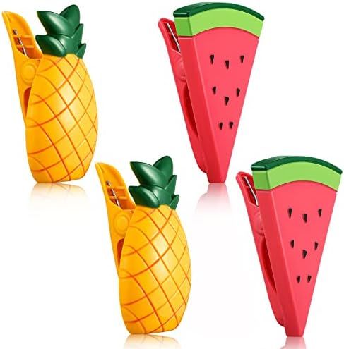 4 Pieces Beach Towel Clips Chair Holders Portable Towel Holders for Holiday Pool (Pineapple and W... | Amazon (US)