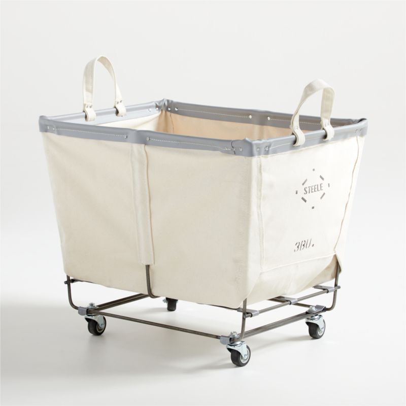 Steele 3-Bushel Canvas Rolling Laundry Basket + Reviews | Crate & Barrel | Crate & Barrel