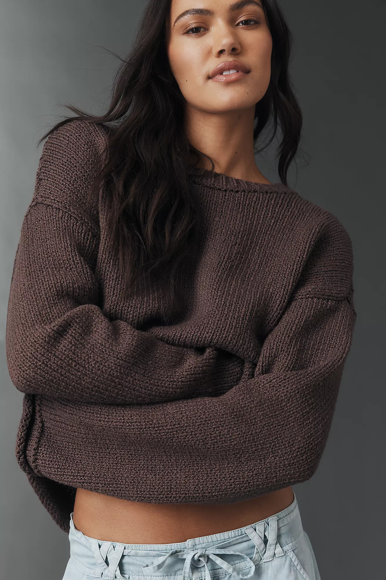 The Harlow Oversized Roll-Hem Sweater by Pilcro | Anthropologie (US)