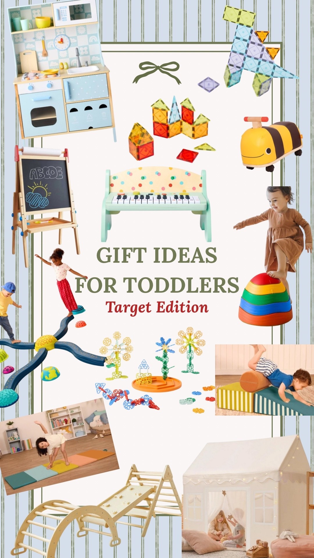 Toddler gift ideas from Target featuring Montessori-style, non-electronic toys that support functional learning, fine motor skills, balance, and open-ended play. These screen-free toddler toys encourage independence, creativity, and movement—perfect for intentional play and meaningful gifts.

#LTKGiftGuide #LTKHoliday #LTKKids
