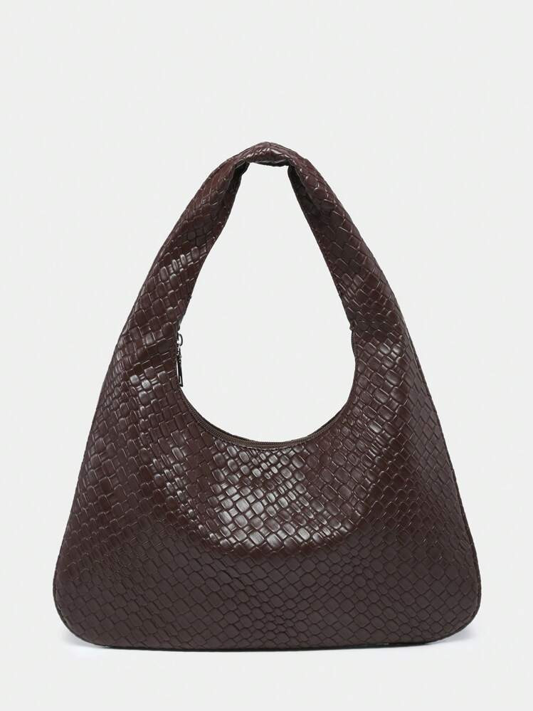 1 pieza Bolso de hombro de mujer vintage minimalista casual de fibra de paja trenzada falsa con e... | SHEIN