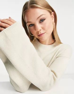 Monki ribbed knitted sweater in beige | ASOS (Global)