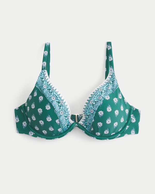 Women's Embroidered Stitch Plunge Underwire Bikini Top | Women's Swimwear | HollisterCo.com | Hollister (UK)