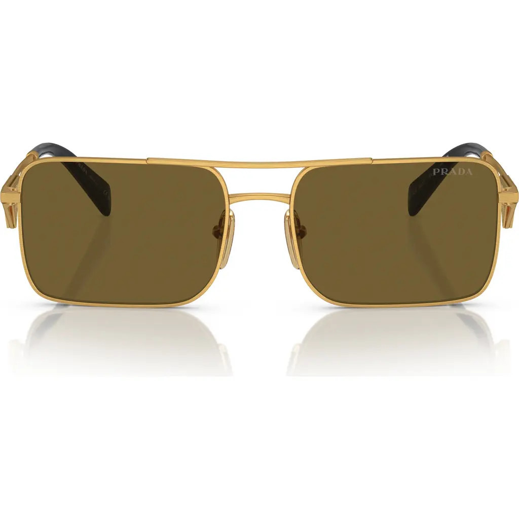 Prada 56mm Rectangular Sunglasses in Matte Gold at Nordstrom | Nordstrom