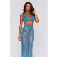 Ocean Bloomette Knit Crop Top Blue | Hello Molly (US)