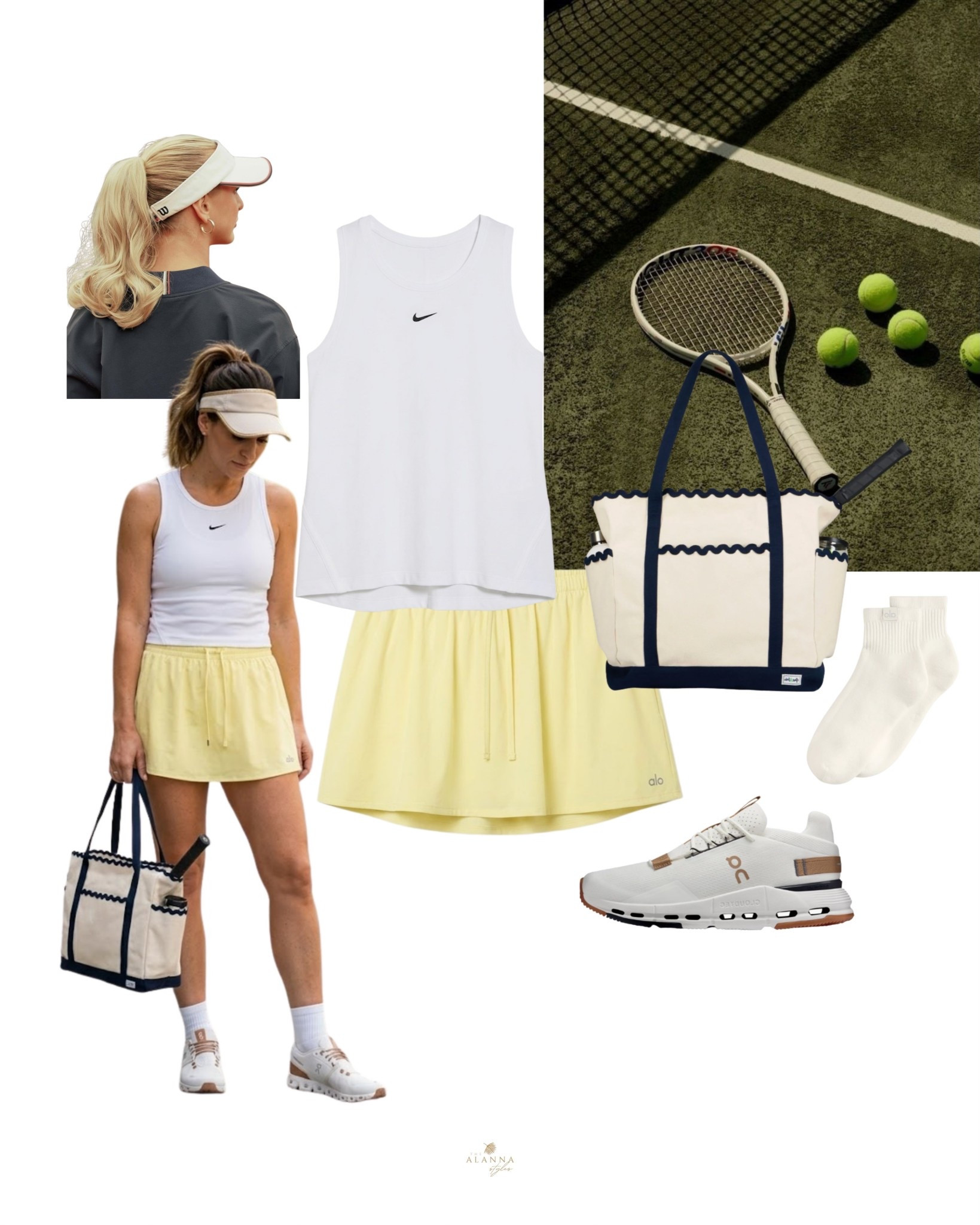 serving major tennis core vibes. 🎾✨ butter yellow is making its way onto the court with this darling alo skirt. i paired it with a classic nike tank and a scalloped canvas tote for the ultimate preppy look. even if you aren't playing, this outfit is a total spring win. ⛳️🍋

#tenniscore #preppystyle #aloyoga #nikewomen #springoutfit #sportystyle #countryclubstyle

#LTKActive #LTKootd