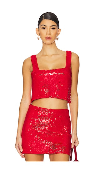 Tara Crop Top in Red Sequins | Revolve Clothing (Global)