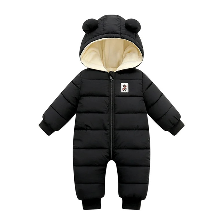 Frontwalk Baby Loose One Piece Onesies Solid Color Casual Hooded Jumpsuit Infant Fleece Travel Pu... | Walmart (US)
