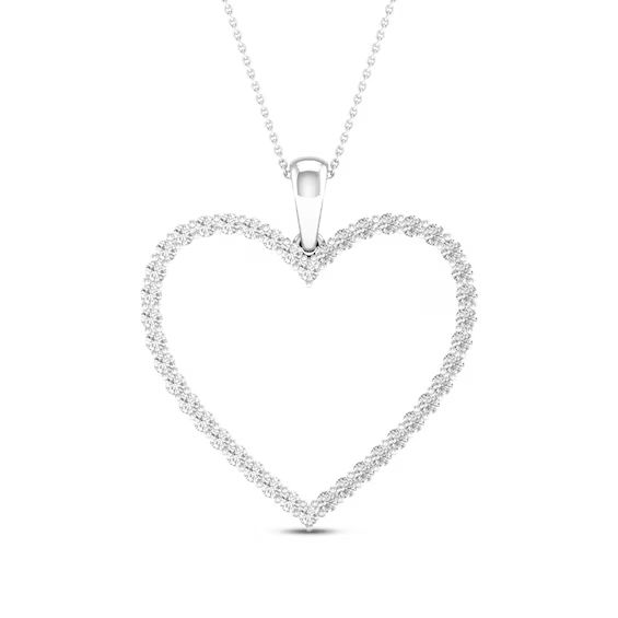Diamond Heart Necklace 1/2 ct tw Round-cut 10K White Gold 18" | Kay Jewelers